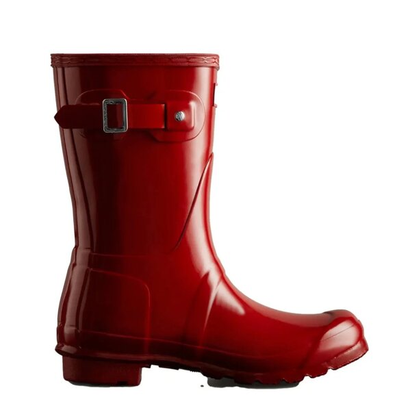 Hunter Women's Original Short Gloss Rain Boots in Military Red - Picture 1 of 6